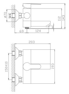 Смеситель для ванны Haiba HB60801 сталь
